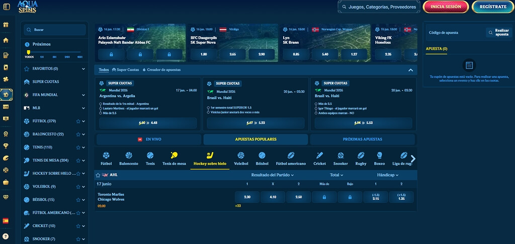 AquaSpins Casino Apuestas deportivas