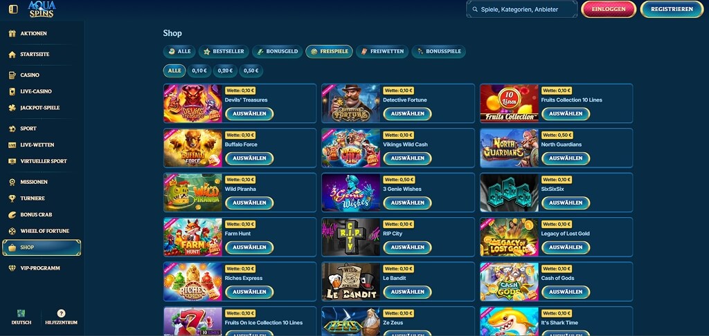 AquaSpins Casino Bonus-Kaufen