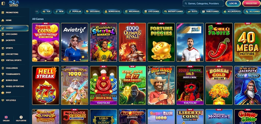 AquaSpins Casino Games