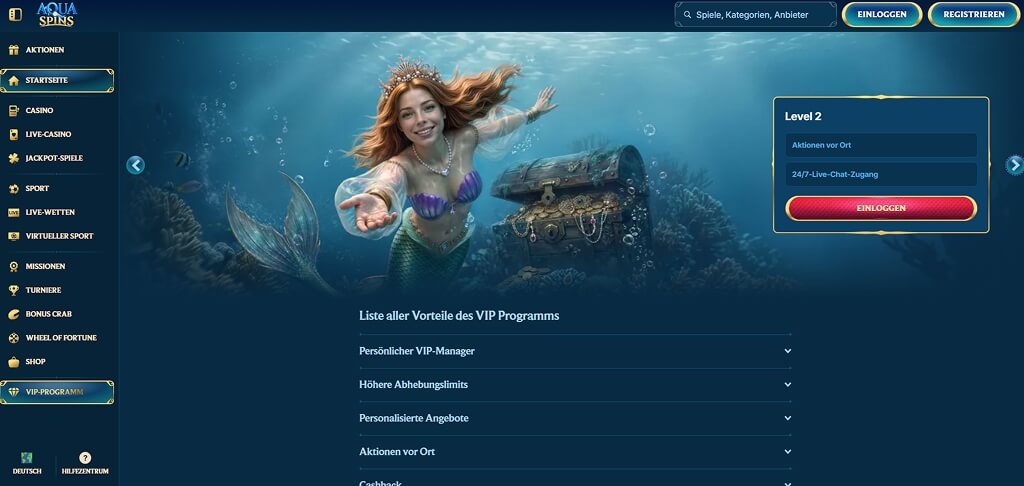 AquaSpins Casino VIP-Club