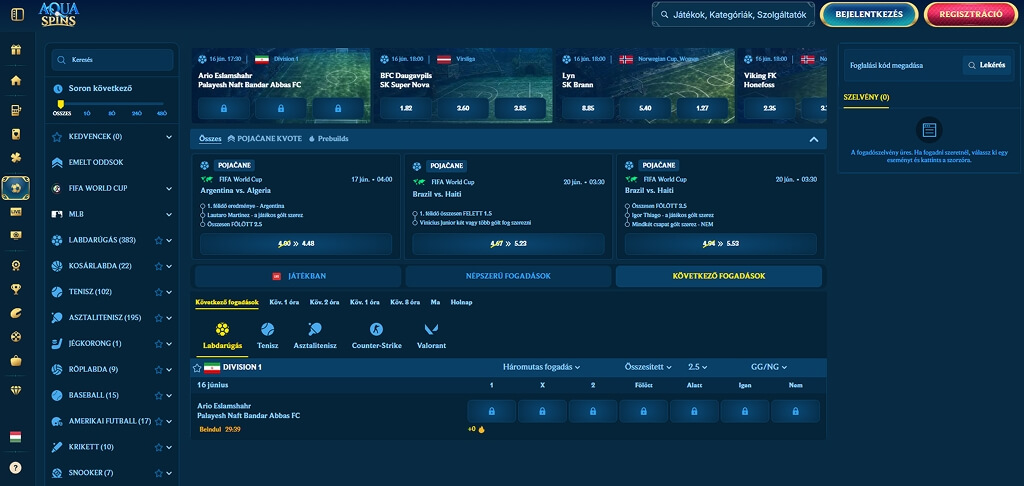AquaSpins kaszinó Apuestas deportivas