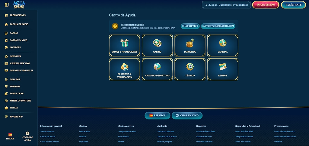 Asistencia de AquaSpins Casino