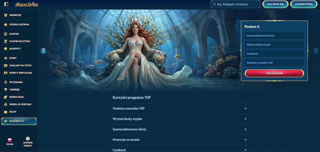 Klub VIP kasyna AquaSpins