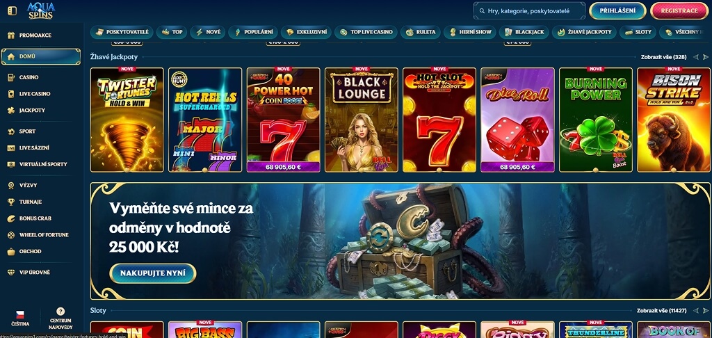 Rozhraní kasina AquaSpins